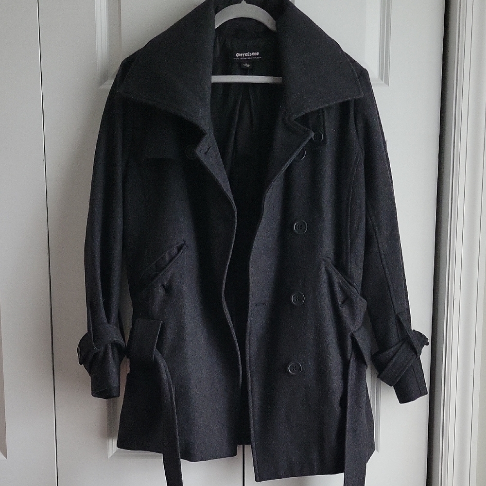 Dark Gray Double-Breasted Coat - image 1